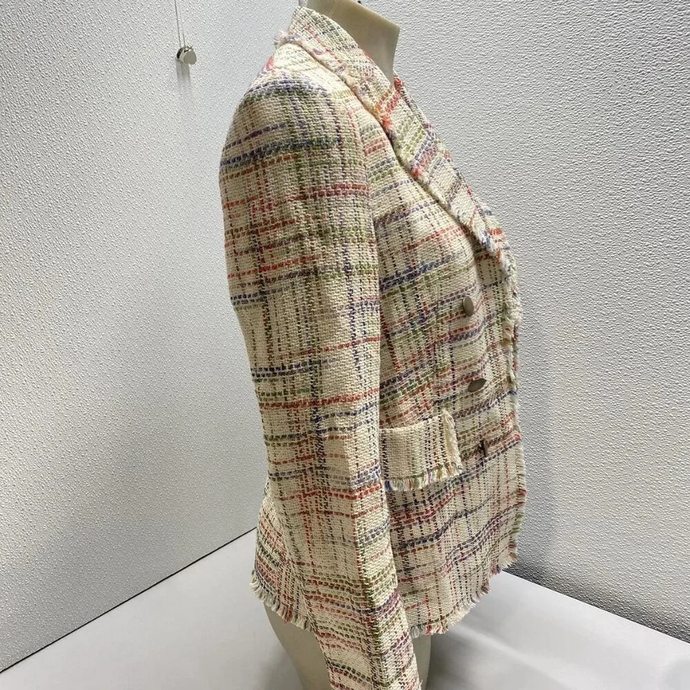 NEW AKRIS Women’s Fringe Tweed Blazer Jacket
